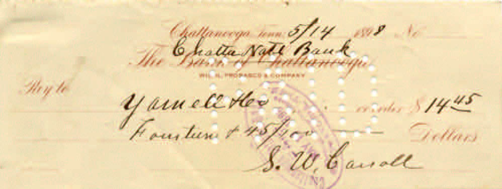 Chattanooga NB X out Bank Chattanooga 5-14-1898